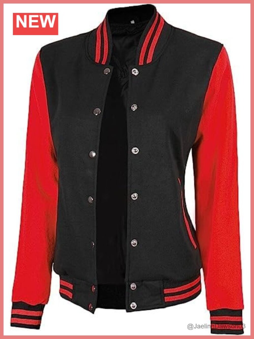 Women's Fleece Varsity Bomber Jacket Snap Button Letterman Coat
